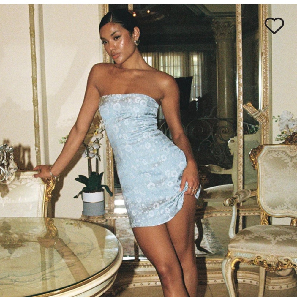 RAMIE STRAPLESS MINI DRESS BLUE